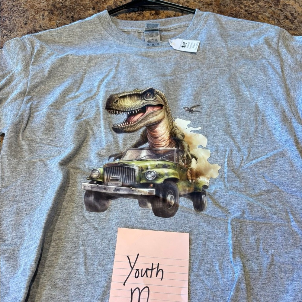 Gray Dinosaur Graphic T-Shirt